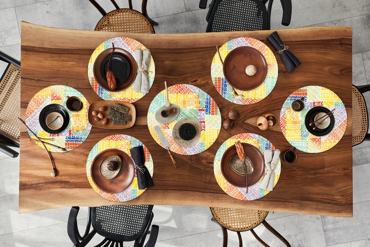 Ronde placemats - Onderlegger - Placemats rond - Patronen - Mozaïek - Abstract - 10 stuks