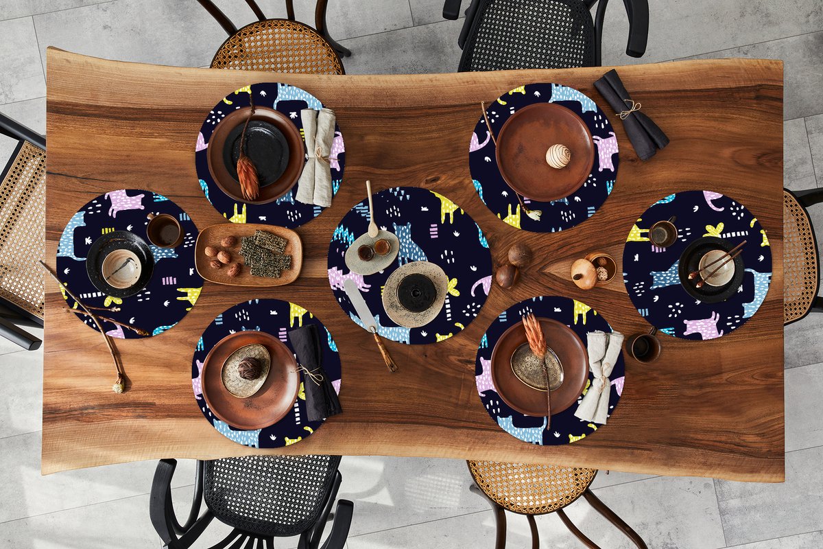 Ronde placemats - Onderlegger - Placemats rond - Design - Jungle - Luipaard - Dieren - 10 stuks