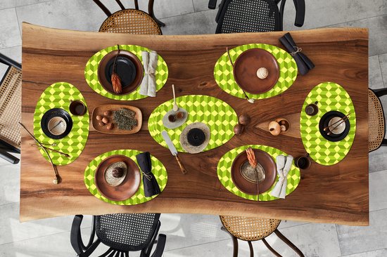 Napperons ovales - Sous-verres - Sets de table ovales - Motif - Vert - Blocs - 10 pièces