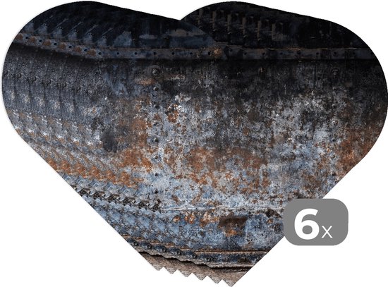Dessous de verre - Napperons de table - Napperons de table coeur - Fer - Vintage - Imprimé rouille - 6 pièces