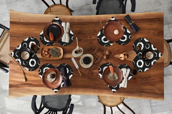 Napperons de table - Sets de table - Napperons coeur - Fleurs - Motifs - Zwart - 6 pièces