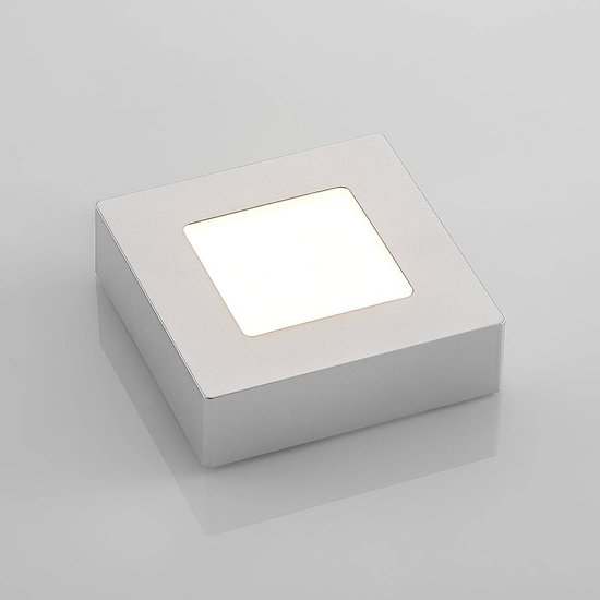 PRIOS - Plafonnier LED - 1lumière - polycarbonate, aluminium - H: 3,5 cm - argent, blanc - Source lumineuse incluse