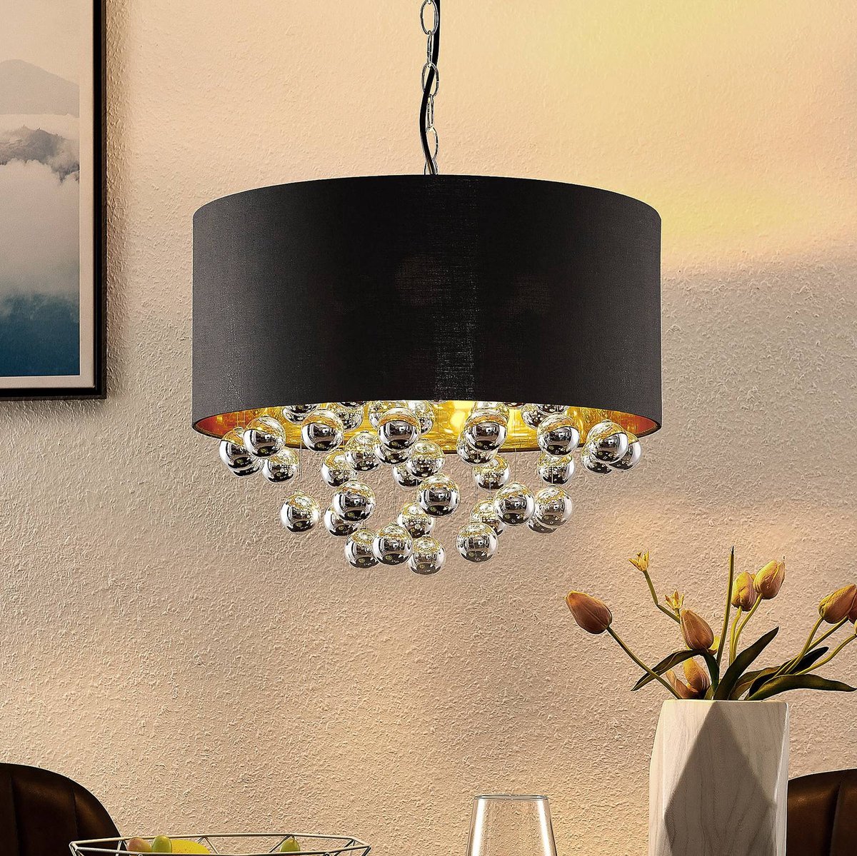 JUST LIGHT. Loki plafondlamp, 4-lamps, zwart, ijzer, glas