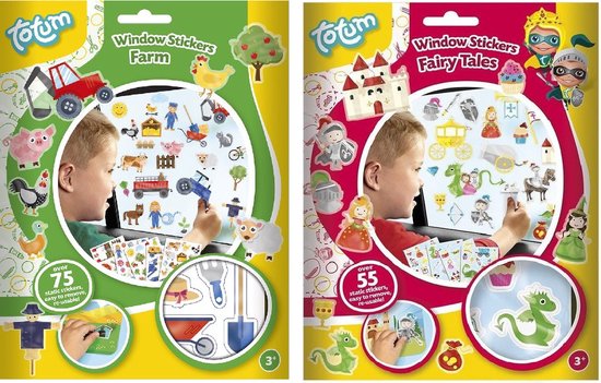 Kinder autoraam beplakken stickers combinatie set boerderij en sprookjes thema - Vinyl stickers