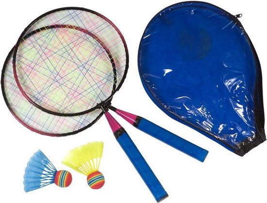 Badminton set voor kinderen met 7x shuttles en een draagtasjel - Klein formaat - Merkloos