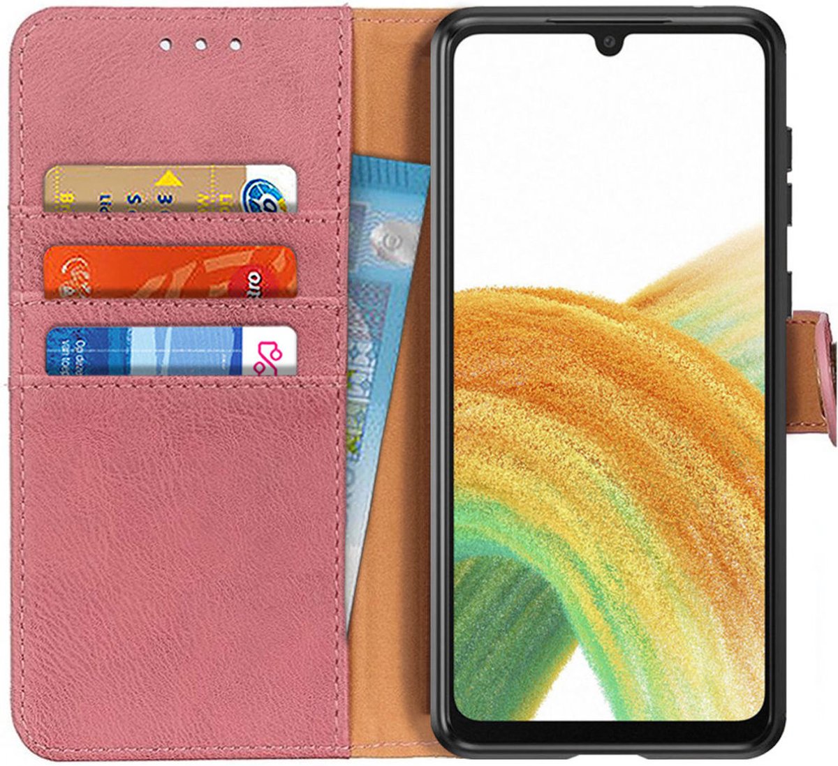 KHAZNEH Hoesje Portemonnee Book Case Roze Geschikt voor Samsung Galaxy A33
