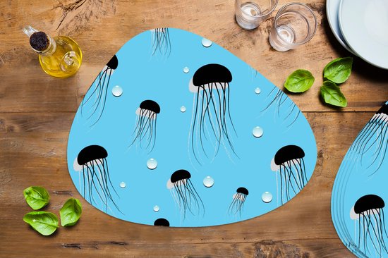 Set de table bio - Napperons de table bio - Dessous de verre - Méduses - Animaux - Motifs - 6 pièces