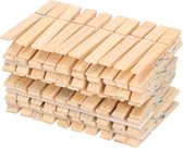 Stevige houten wasknijpers naturel pakket van 100x stuks - Was ophangen/wasgoedknijpers