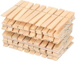 Sorex Wasknijpers - 100x stuks - hout - knijpers - metalen slagveer