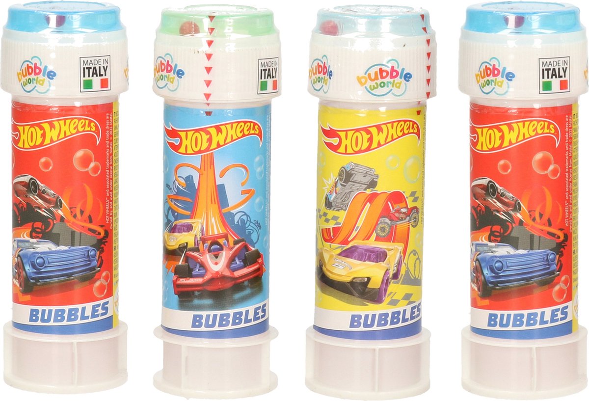 Bol.com 6x Hot Wheels race autos bellenblaas flesjes met spelletje 60 ml voor kinderen - Uitdeelspeelgoed - Grabbelton speelgoed aanbieding