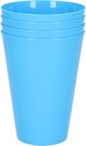 4x drinkbekers van kunststof 430 ml in het blauw - Limonade bekers - Campingservies/picknickservies