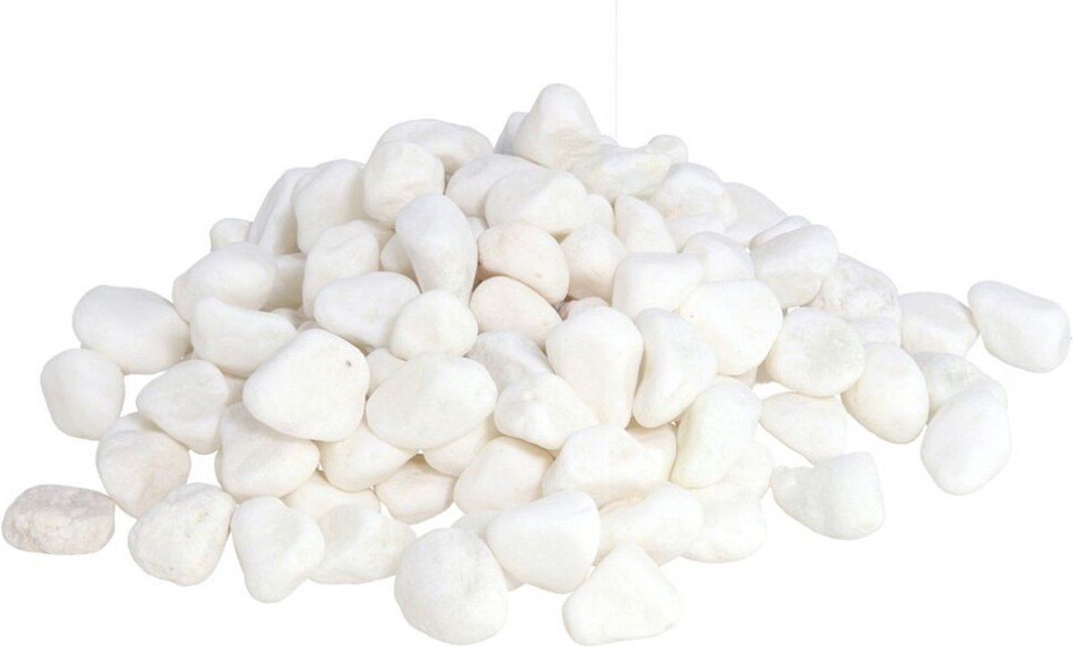 Gerimport Kiezelsteentjes - 3x zakjes - wit - 400 gram - decoratie steentjes voor o.a aquarium of bloempot