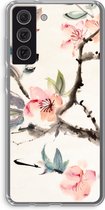 Case Company® - Hoesje geschikt voor Samsung Galaxy S21 FE hoesje - Japanse bloemen - Soft Cover Telefoonhoesje - Bescherming aan alle Kanten en Schermrand