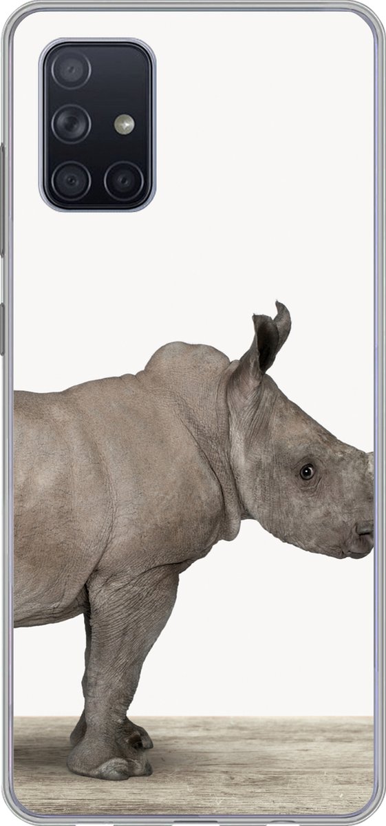Telefoonhoesje Geschikt voor Samsung Galaxy A51 hoesje - Neushoorn - Dieren - Kinderen - Jongens - Meisjes - Siliconen Telefoonhoesje Telefoonhoesje