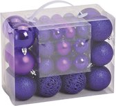 50x Boules de Noël incassables Violet 3, 4 et 6 cm - Brillant / mat / pailleté - Violet - Décoration / décoration sapin de Noël