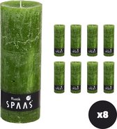 SPAAS - Bougie cylindrique rustique sans odeur hauteur 19cm, ± 95 heures - Vert olive - Bougie cylindrique