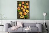 Canvas Schilderij Abrikozen - Boomstam - Fruit - Natuur - 80x120 cm - Wanddecoratie