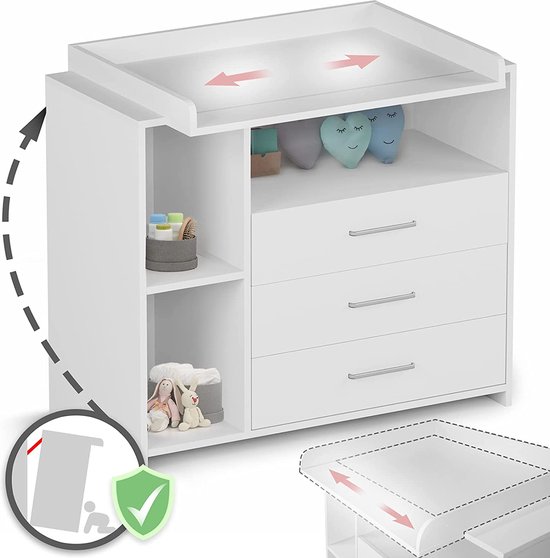 Commode - Verzoringstafel - Commode kasten - 113 x 53 x 101.6 cm - Wit