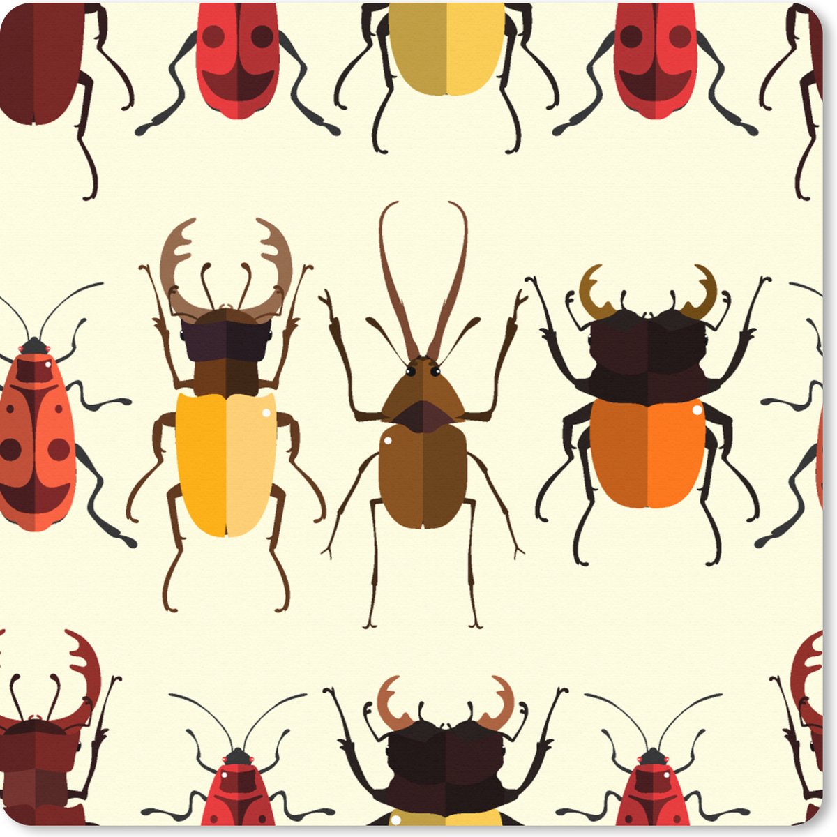 Muismat XXL 60x60 cm - Bureau onderlegger - Bureau mat Kever - Patronen - Insecten - Bureaumat - Gaming mousepad xl - Bureaulegger groot - Computer deskmat