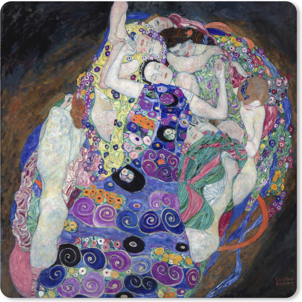 Muismat XXL 60x60 cm - Bureau onderlegger - Bureau mat The virgin - Gustav Klimt - Bureaumat - Gaming mousepad xl - Bureaulegger groot - Computer deskmat