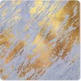 Muismat XXL - Bureau onderlegger - Bureau mat - Marmer print - Blauw - Goud - 80x80 cm - XXL muismat