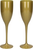 2x verre à champagne/prosecco incassable or plastique 15 cl/150 ml - Verres/flûtes à champagne incassables