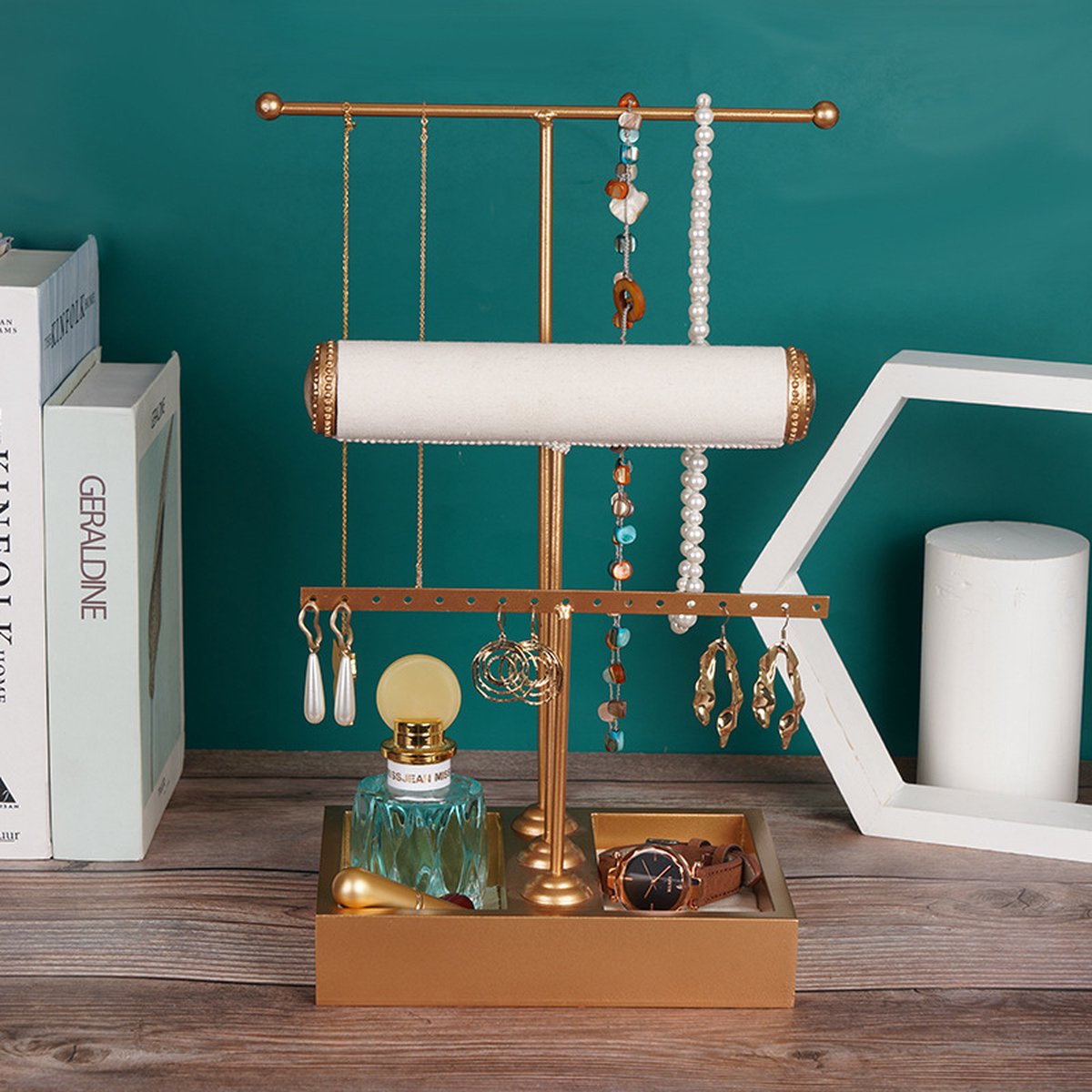 Sieradenstandaard - Juwelenhouder - Sieraden Organizer - Houder voor Horloges/Armbanden/Kettingen - Sieradenrek - Gold van Merkloos / Sans marque — cadeau in Sieraden - foto 3