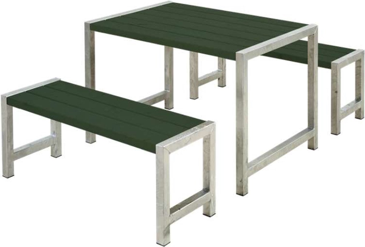 Tuinset vuren Café - Hout & Staal gegrond groen - 185 x 127 x 73 cm