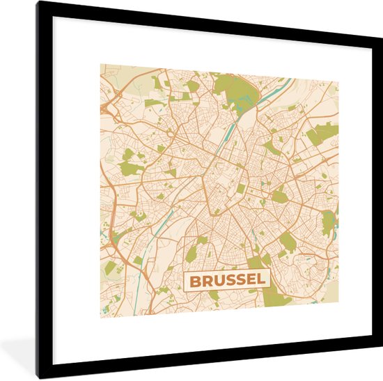 Fotolijst Incl Poster Plattegrond Retro Brussel Stadskaart Kaart X Cm Bol