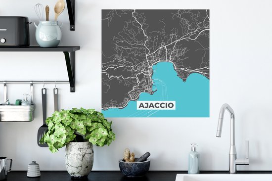 Affiche Ajaccio - France - Plan de ville - Plan - Carte - Corse - 50x50 cm