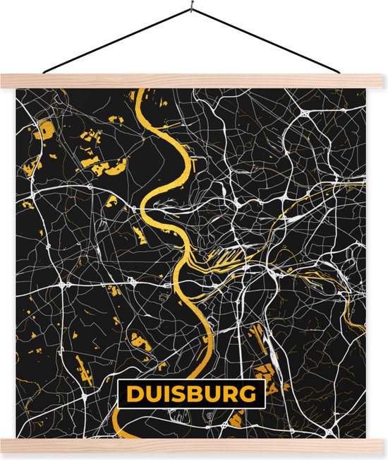 Porte-affiche avec affiche - Affiche scolaire - Duisburg - Allemagne - Plan de la ville - Carte - Plan d'étage - Or - 60x60 cm - Lattes vierges