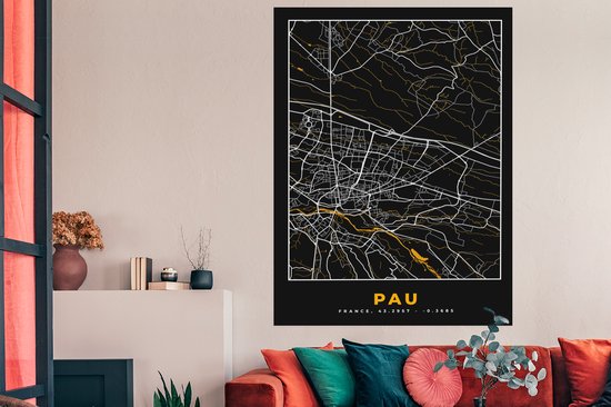 Affiche Plan de ville - Carte - France - Plan - Pau - 120x180 cm XXL