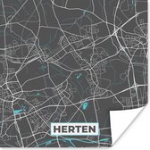 Poster Kaart – Plattegrond – Stadskaart – Herten – Duitsland – Blauw - 30x30 cm
