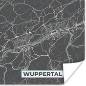 Poster Plattegrond – Wuppertal – Blauw – Stadskaart – Kaart - Duitsland - 75x75 cm