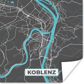 Poster Duitsland – Blauw – Koblenz – Stadskaart – Kaart – Plattegrond - 75x75 cm