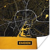 Poster Black and Gold – Stadskaart – Emden – Duitsland – Plattegrond – Kaart - 75x75 cm