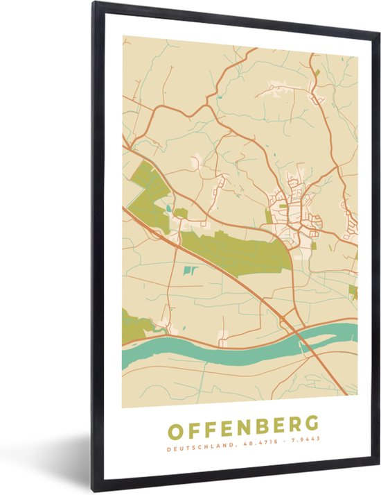 Offenberg Fotolijst incl. Poster - Vintage - Stadskaart - Offenberg - Kaart ...