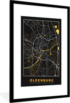 Fotolijst incl. Poster - Oldenburg - Duitsland - Goud - Stadskaart - Plattegrond - Kaart - 60x90 cm - Posterlijst