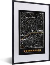 Fotolijst incl. Poster - Black and Gold – Stadskaart – Oberhausen – Duitsland – Plattegrond – Kaart - 40x60 cm - Posterlijst