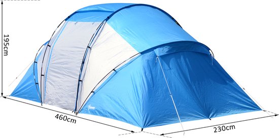 Tente de camping Outsunny avec 2 cabines de couchage, tente familiale, tente  tunnel,... | bol