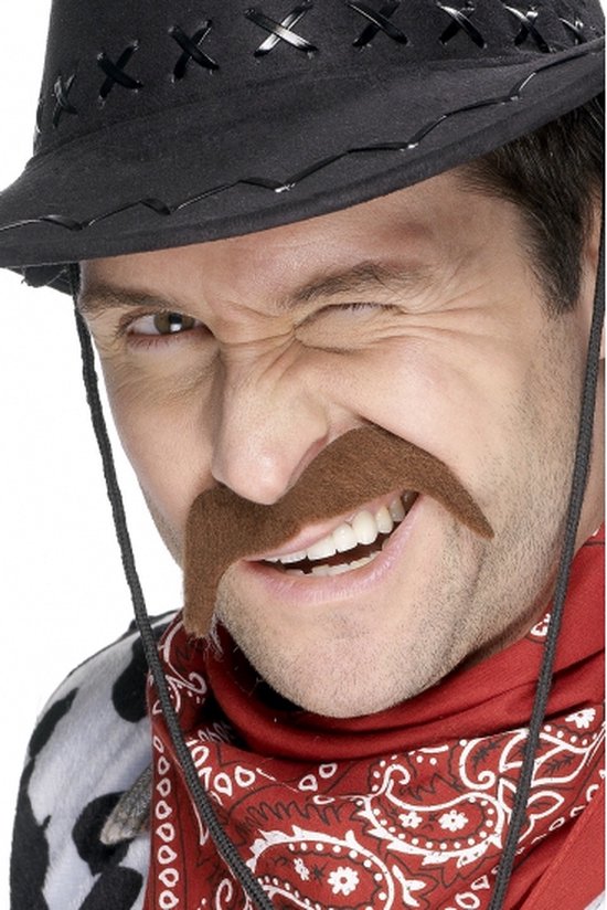 6 x cowboy habillé moustache collante marron - Fausses moustaches / moustaches collantes