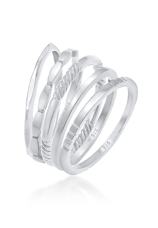 Elli Dames Ring Dames Stacking Ring Band Set van 5 in 925 Sterling Zilver