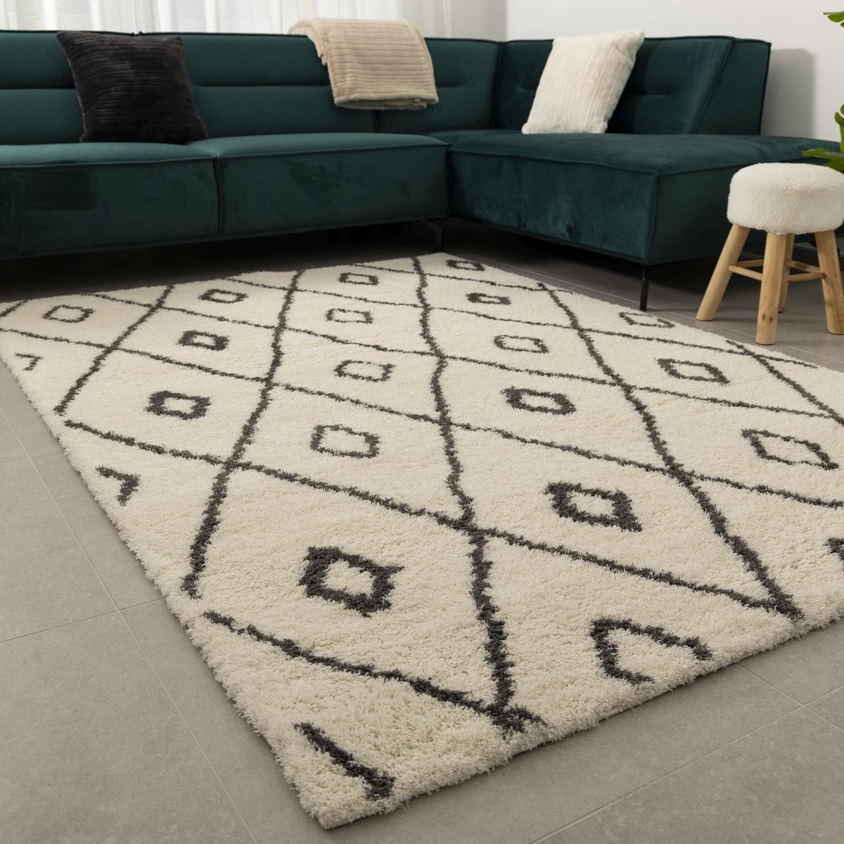 Crème Hoogpolig Vloerkleed Koho Belgian Soft Scandinavisch Wasbaar Tapijt - 160x230cm- Modern - Woonkamer - Salon - Slaapkamer - Eetkamer