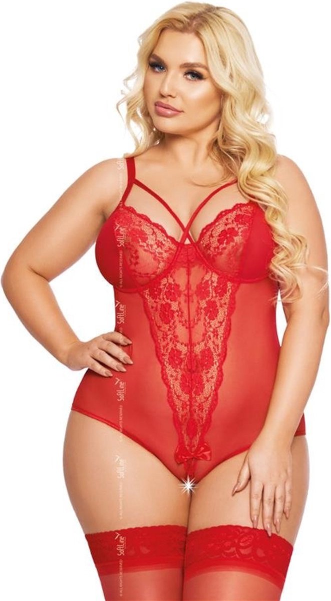 SoftLine Amanda body met open kruis rood XL