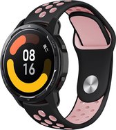 Strap-it Siliconen sport bandje - geschikt voor Xiaomi Watch S1 (Active/Pro) / Watch 2 Pro / Watch S3 / Mi Watch / Amazfit Balance / Amazfit Bip 5 - zwart/roze