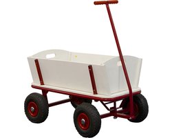Sunny Billy Beach Wagon Bolderkar Rood - Blank hout - Bolderwagen met luchtbanden - 94x61x97cm