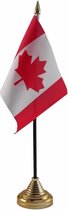 Vlag Canada tafelvlaggetje - 10 x 15 cm - met gouden standaard - Hoogte 27 cm - landen supporters versiering