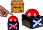 Buzzer drukknop met rood kruis - licht en geluid - 11 x 11 cm - TV show knop - Spelletjes show