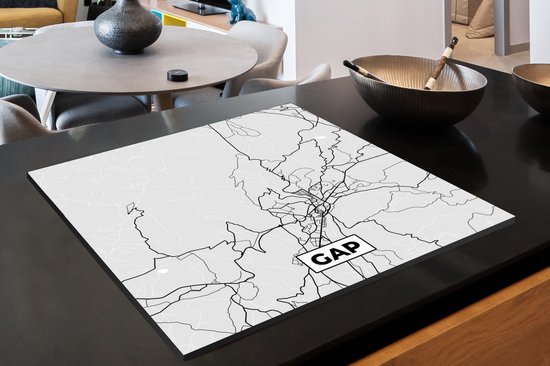 KitchenYeah® Inductie beschermer 78x78 cm - Plattegrond – Gap – Stadskaart – Kaart – Frankrijk - Kookplaataccessoires - Afdekplaat voor kookplaat - Inductiebeschermer - Inductiemat - Inductieplaat mat