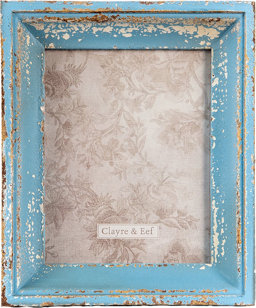 Clayre & Eef Fotolijst 18x24 cm Blauw Beige Hout Rechthoek Fotokader